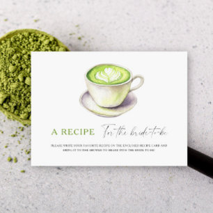 Carte D'accompagnement Douche nuptiale Matcha. Recette pour la mariée à ê