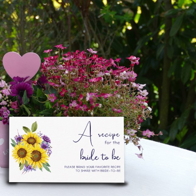Carte D'accompagnement Douche nuptiale violette de tournesol jaune (Créateur téléchargé)