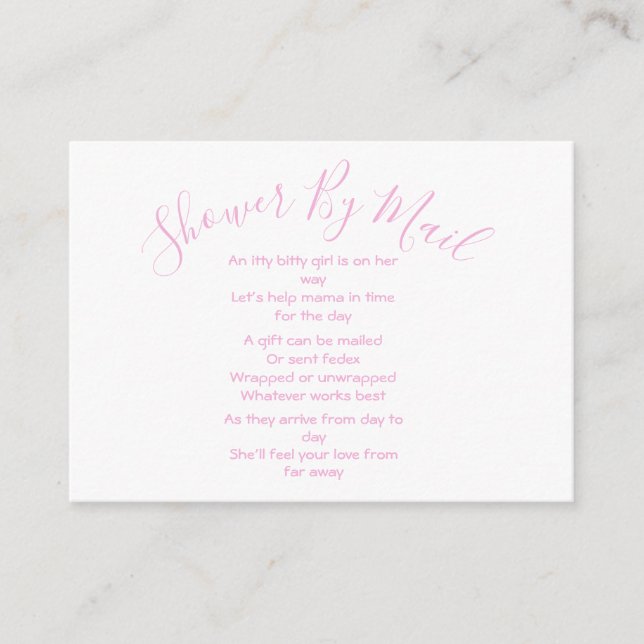 Carte D'accompagnement Douche Par Mail Baby Girl Rose (Devant)