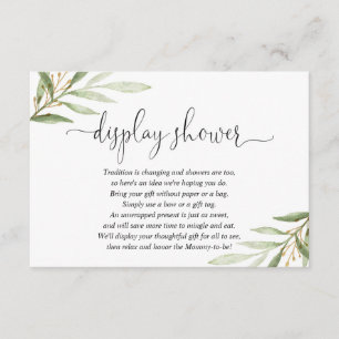 Carte D'accompagnement Douche verdoyante en baby shower or vert