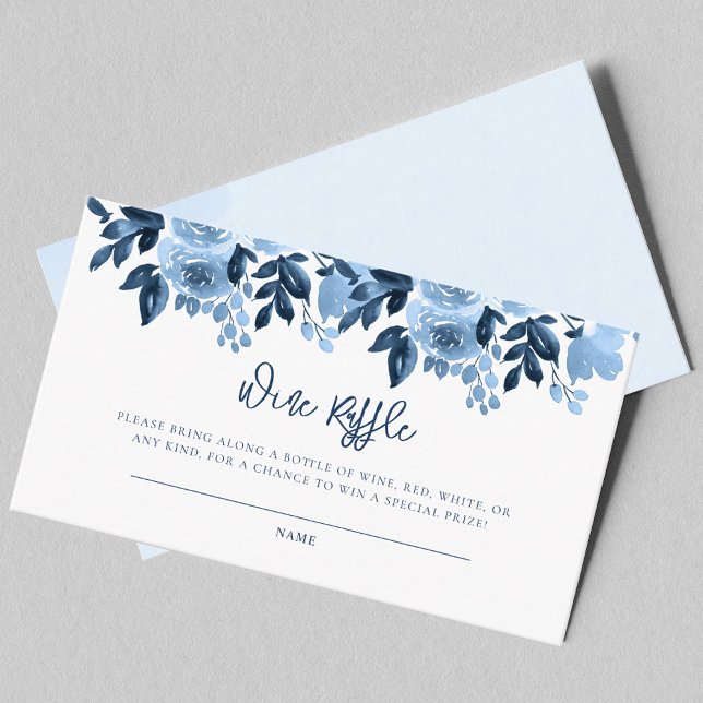 Carte D'accompagnement Douteux Fête des mariées florale Raffle de vin (Something Blue Before I Do Bridal Shower Wine Raffle Enclosure Card)