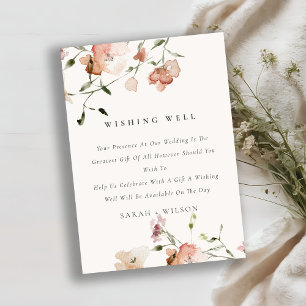 Carte D'accompagnement Doux Blush Meadow Floral Wishing well Mariage