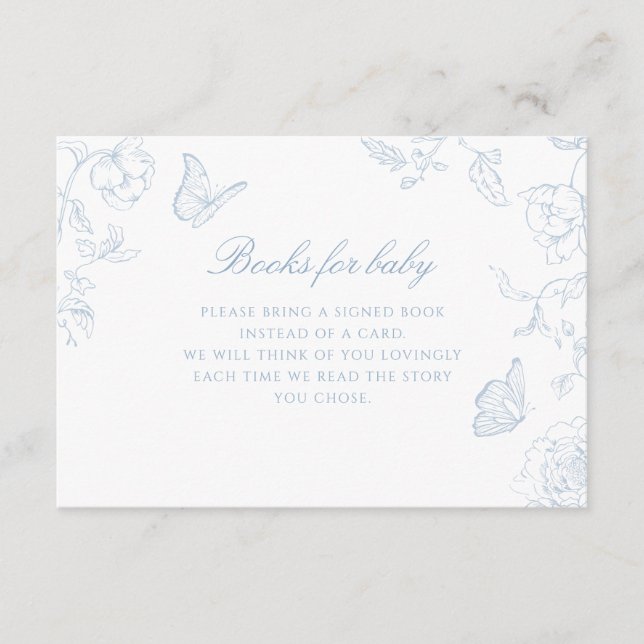 Carte D'accompagnement Doux Dusty Blue Chinoiserie Livres pour bébé (Devant)