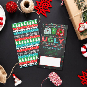 Carte D'accompagnement Doux moche Baby shower de Noël Déchets Raffle