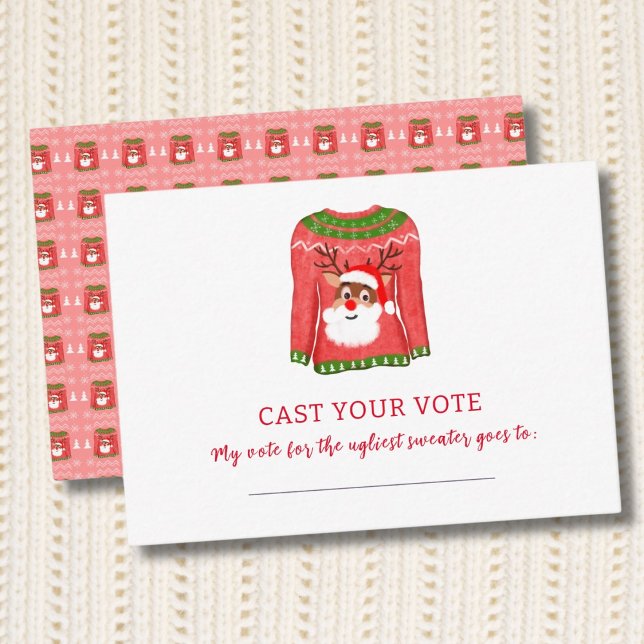 Carte D'accompagnement Doux moche Funny Reindeer fête de Noël Voter (Créateur téléchargé)