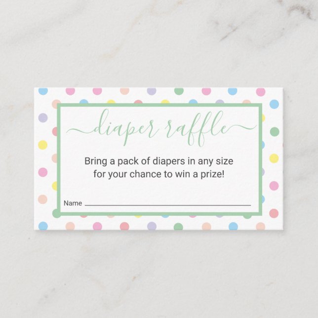 Carte D'accompagnement Doux Pastel Baby shower Pois Déchets Raffle (Devant)