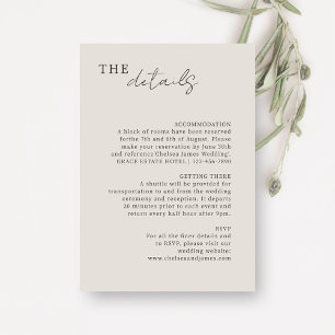 Carte D'accompagnement Dove Grey   Détails du Mariage minimaliste chic