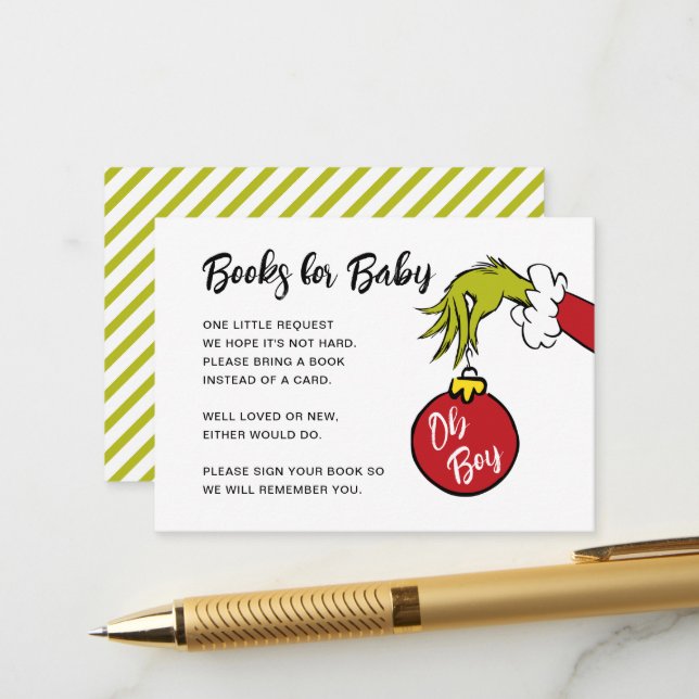 Carte D'accompagnement Dr Seuss | Oh Boy Grinch Books for Baby (Devant/Arrière en situation)