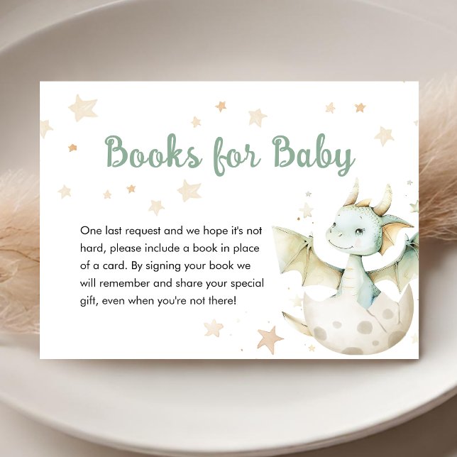 Carte D'accompagnement Dragon Baby shower Cute Green Livres Pour Bébé (Créateur téléchargé)
