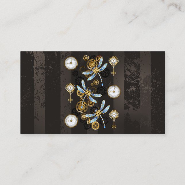 Carte D'accompagnement Dragonflies de Steampunk sur arrière - plan rayé b (Devant)