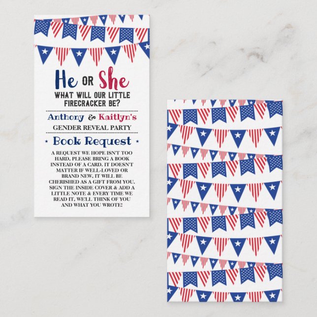 Carte D'accompagnement Drapeaux de Bunting 4 juillet Fête de Révélation d (Devant / Derrière)