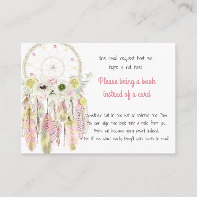 Carte D'accompagnement Dream Catcher Pink Yellow Baby shower Demande de r (Devant)