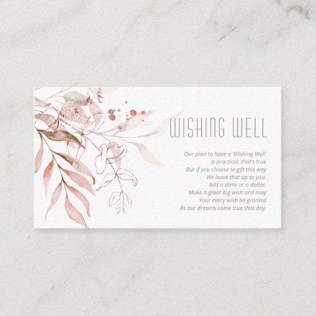 Carte D'accompagnement Dreamy Foliage Wishing Well V1 Blush Pink ID817 (Devant)