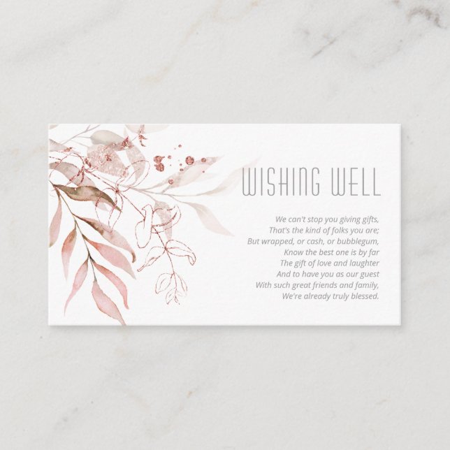 Carte D'accompagnement Dreamy Foliage Wishing Well V3 Blush Pink ID817 (Devant)