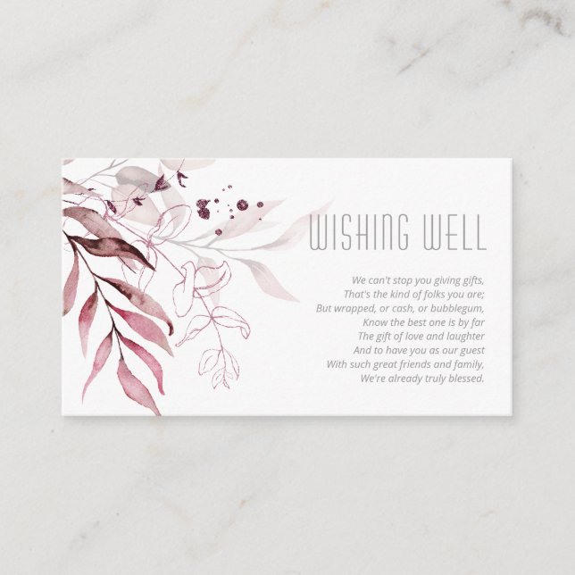 Carte D'accompagnement Dreamy Foliage Wishing Well V3 Burgundy ID817 (Devant)