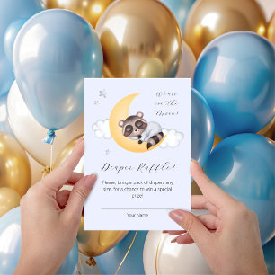 Carte D'accompagnement Dreamy Over the Moon Raccoon Diaper Raffle