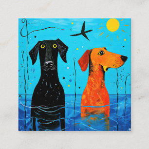 Carte D'accompagnement "Duo aquatique de la joie" - Chiens surréalistes e