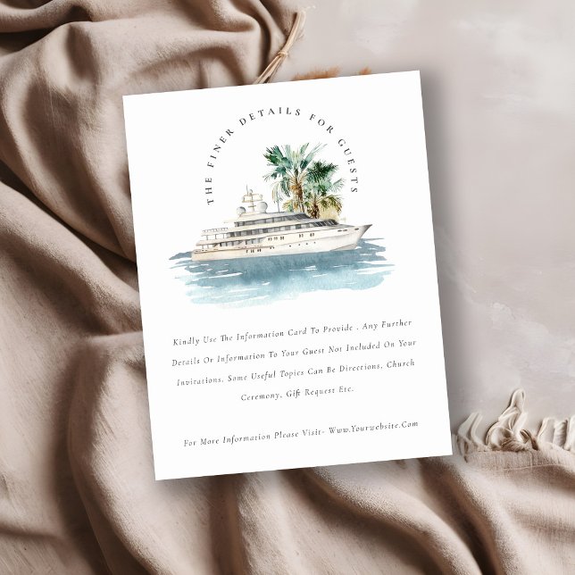 Carte D'accompagnement Dusky Cruise Ship Palm Seascape Détails du Mariage (Créateur téléchargé)