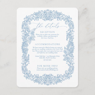Carte D'accompagnement Dusty bleu et blanc moderne arrondi Mariage