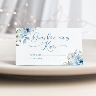 Carte D'accompagnement Dusty bleu floral combien de baisers jeu nuptiale
