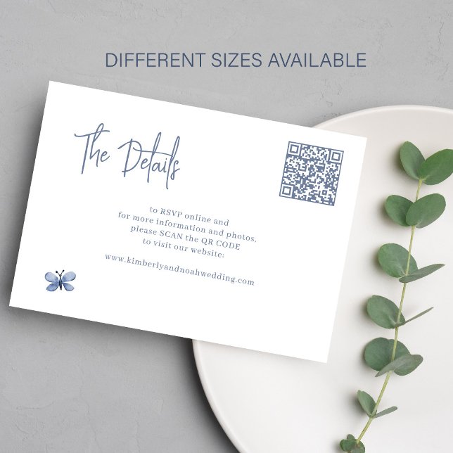 Carte D'accompagnement Dusty bleu QR CODE en ligne RSVP mariage détails (Créateur téléchargé)