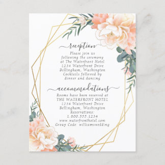 Carte D'accompagnement Dusty Blue Blush Peach Floral Gold Détails du Mari