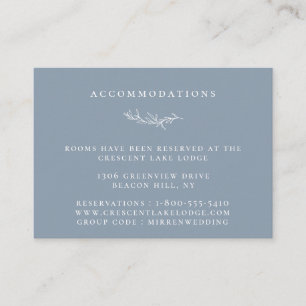 Carte D'accompagnement Dusty Blue Botanical Branch Mariage Hébergements