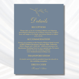 Carte D'accompagnement Dusty Blue Botanical Minimalist Détails du Mariage