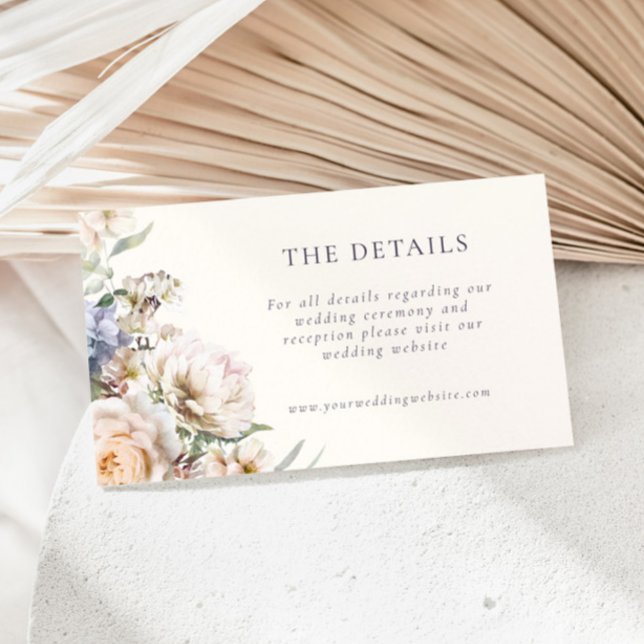 Carte D'accompagnement Dusty Blue Cream Floral Détails du Mariage (Créateur téléchargé)