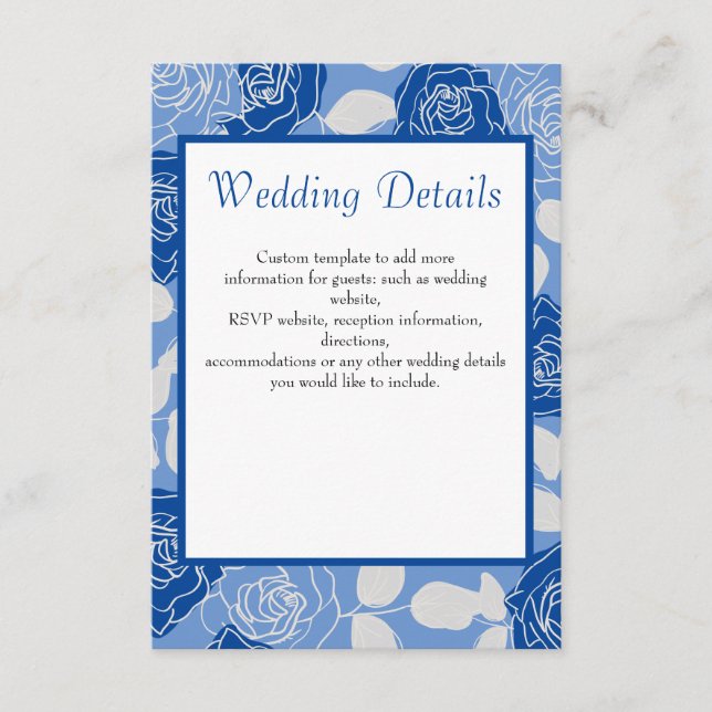 Carte D'accompagnement Dusty Blue Elegant blanc motif Floral Mariage (Devant)