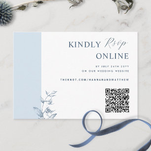 Carte D'accompagnement Dusty Blue Elegant QR Code RSVP Mariage