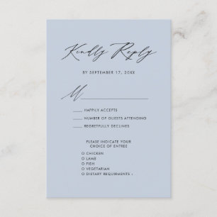 Carte D'accompagnement Dusty Blue Élégant Script Minimaliste Mariage RSVP