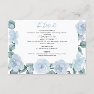 Carte D'accompagnement Dusty Blue Eucalyptus Floral Détails du Mariage