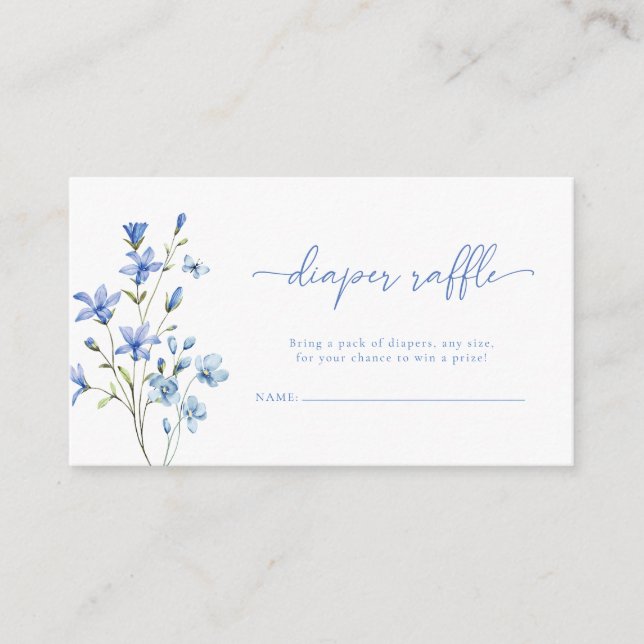 Carte D'accompagnement Dusty Blue Fleur sauvage Baby shower Déchets Raffl (Devant)
