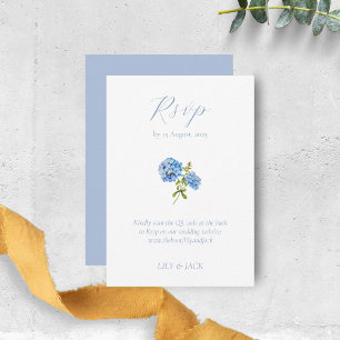 Carte D'accompagnement Dusty Blue Floral Hydrangea Wedding RSVP