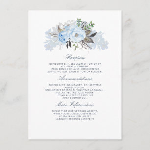 Carte D'accompagnement Dusty Blue Floral Information du Mariage Invité