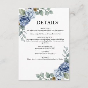Carte D'accompagnement Dusty Blue Floral Mariage