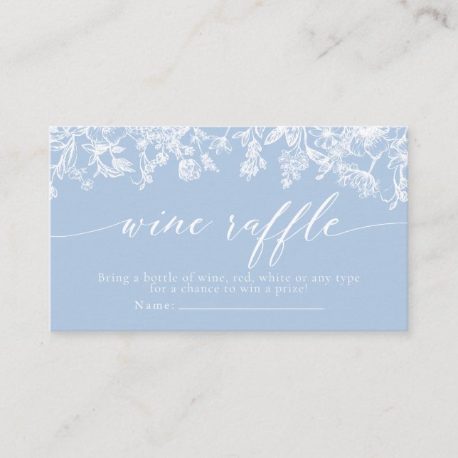 Carte D'accompagnement Dusty Blue Floral Vin Raffle Fête des mariées Jeu (Devant)