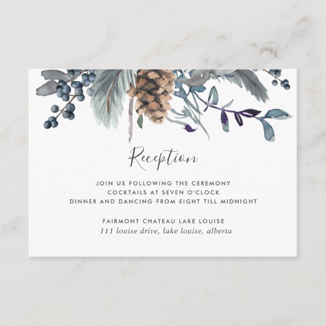 Carte D'accompagnement Dusty Blue Floral Wedding Réception & (Devant)