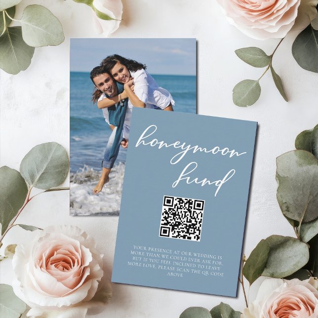 Carte D'accompagnement Dusty Blue Honeymoon Fund avec deux photos (Créateur téléchargé)