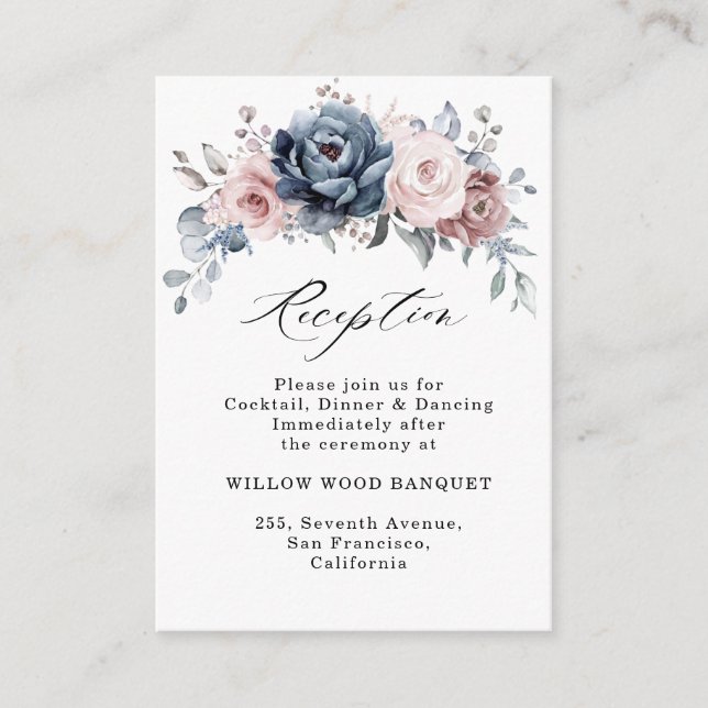 Carte D'accompagnement Dusty Blue Mauve Rose Pink Slate Réception (Devant)