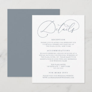 Carte D'accompagnement Dusty Blue Modern Minimaliste Détails Mariage