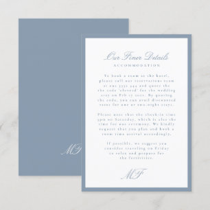 Carte D'accompagnement Dusty Blue Monogram Classic Mariage Détails Info