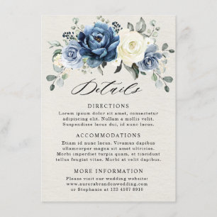 Carte D'accompagnement Dusty Blue Navy Champagne Ivory Détails de Mariage