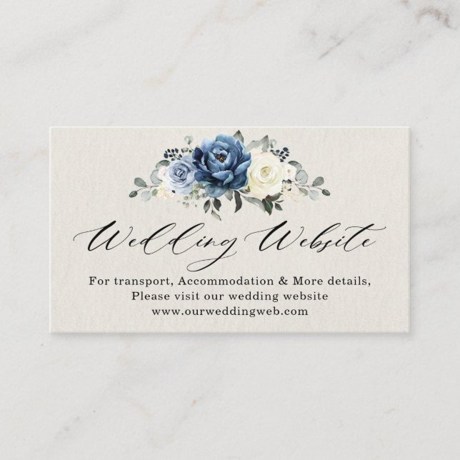 Carte D'accompagnement Dusty Blue Navy Champagne Ivory Mariage Website En (Devant)