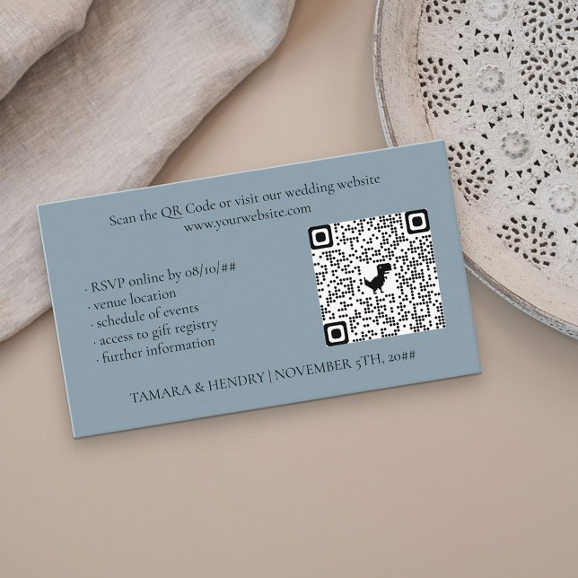Carte D'accompagnement Dusty Blue Online RSVP QR Code Mariage (Créateur téléchargé)