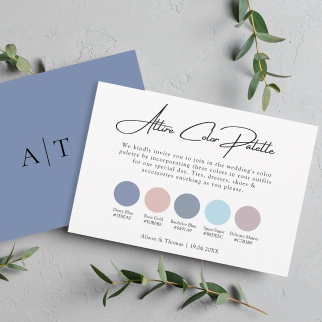 Carte D'accompagnement Dusty Blue | Palette couleur Mariage Rose Attire (Créateur téléchargé)