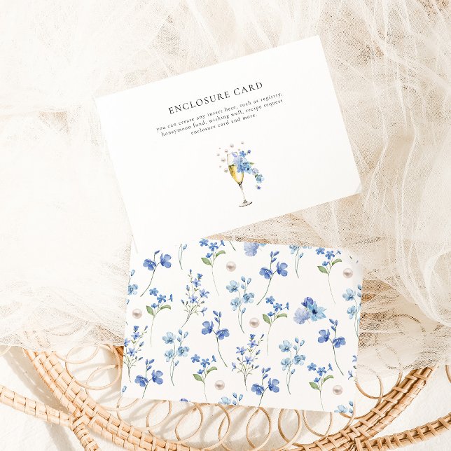 Carte D'accompagnement Dusty Blue Perles & Prosecco Personnalisé Baby Sho (Créateur téléchargé)