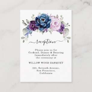 Carte D'accompagnement Dusty Blue Purple Lilac Blooms Réception de mariag