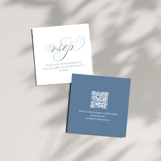 Carte D'accompagnement Dusty Blue QR Wedding RSVP Enclosure Card
